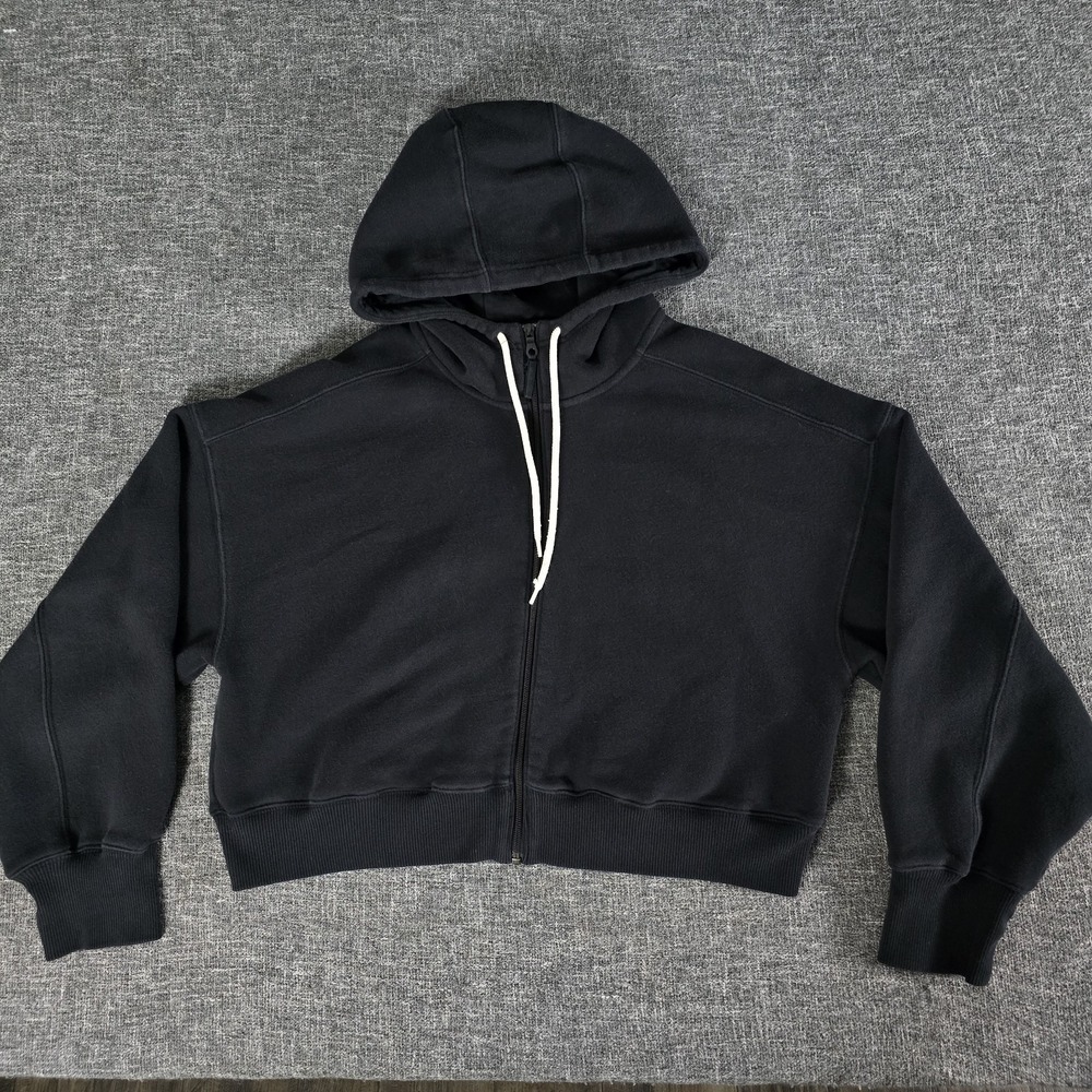 OFFLINE by Aerie Black Cropped Full Zip Hoodie Sweatshirt XL 4266705516